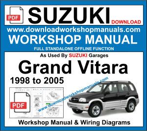 suzuki grand Vitara 1998 to 2005 Service Repair Manual 